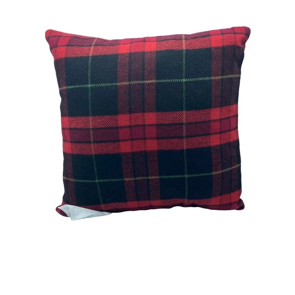 Joy Plaid Red Black Decorative Pillow 14